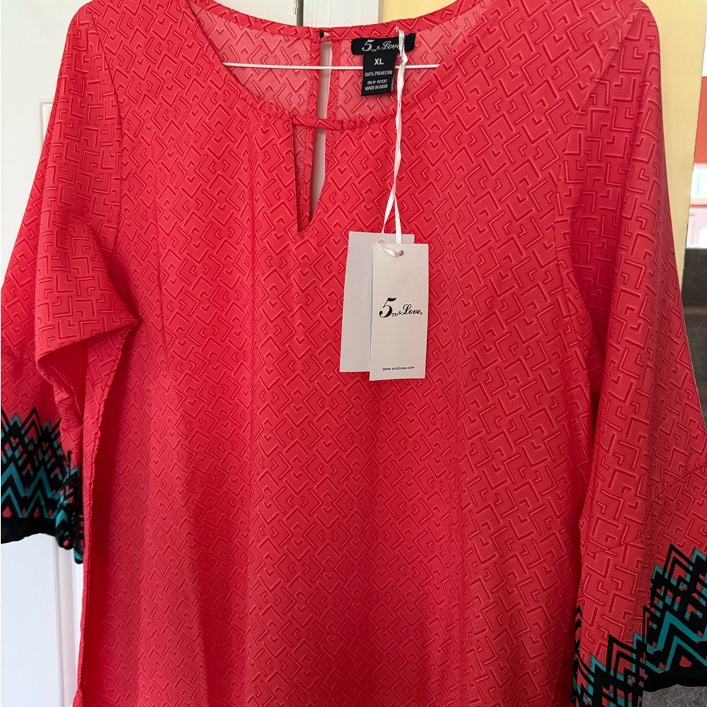 5th & Love Red and Black Boxy Tunic/Dress - Picture 2 of 6